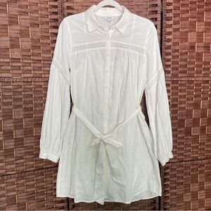 Fate Long Sleeve Button-Front Tunic Dress, Boho Cottagecore Coastal, Size S.